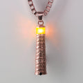 Rose Gold Lighthouse Pendant with LED Light Imitating Real Fire