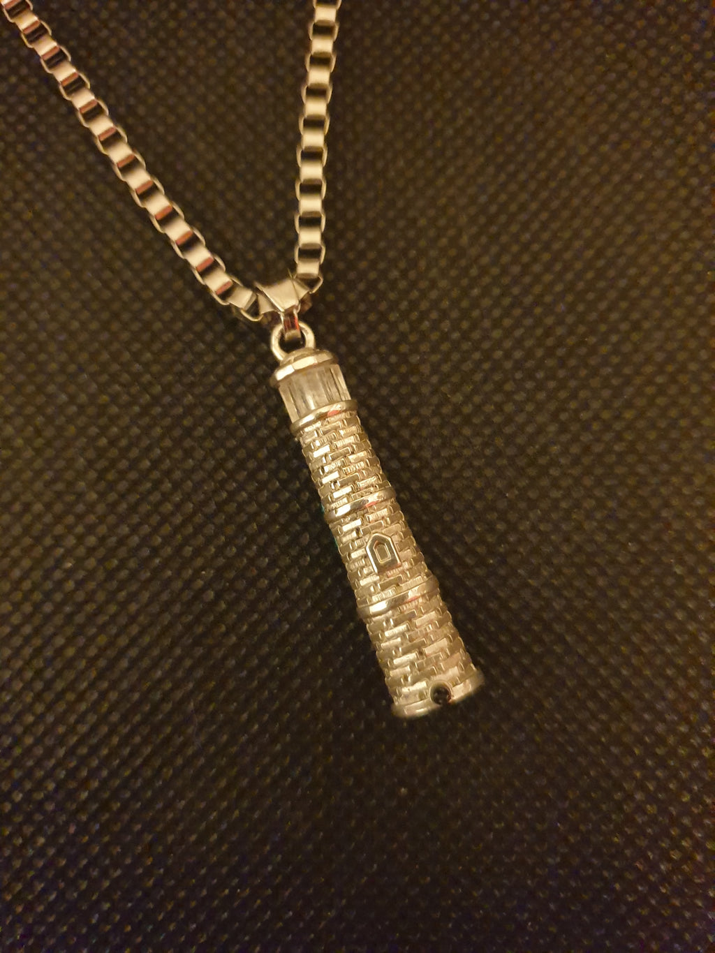 Silver Lighthouse Pendant with LED Light Imitating Real Fire
