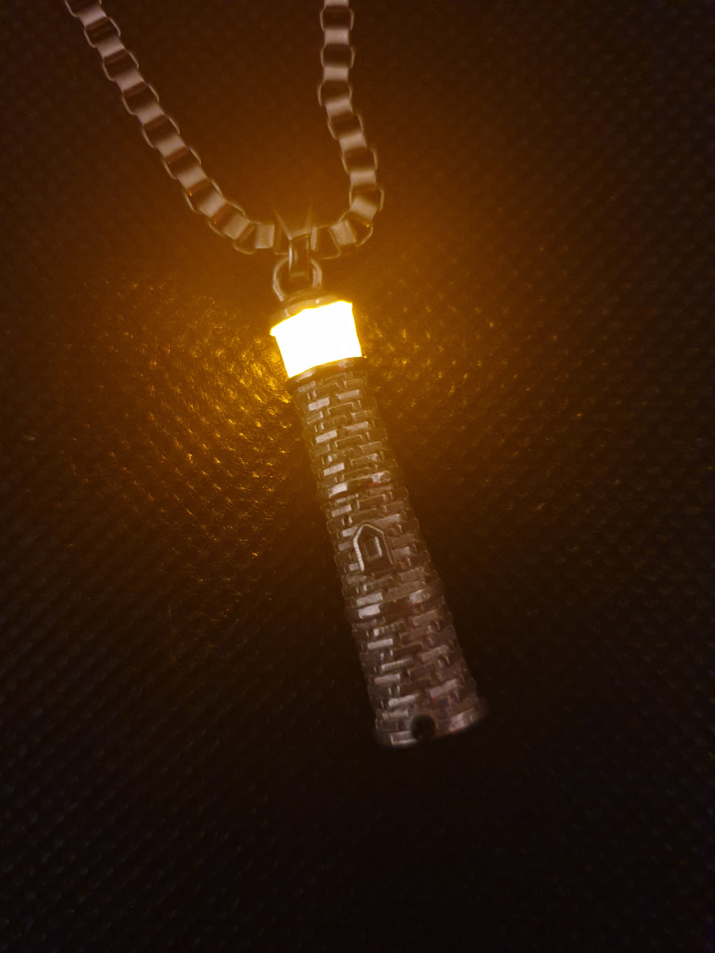 Silver Lighthouse Pendant with LED Light Imitating Real Fire