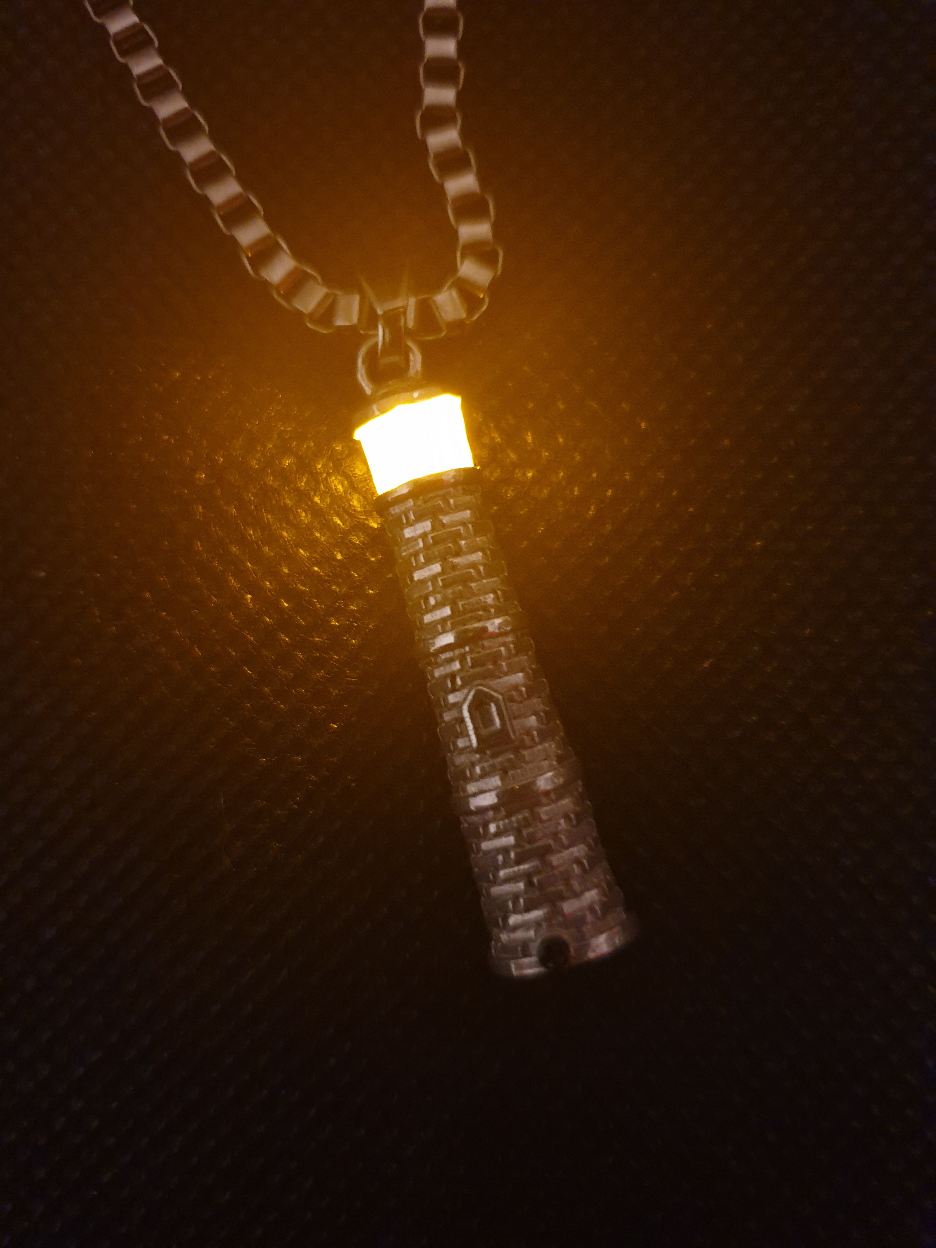 Silver Lighthouse Pendant with LED Light Imitating Real Fire
