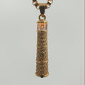 Gold Lighthouse Pendant with LED Light Imitating Real Fire
